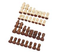 POENVFPO 32 Pièces D'échecs en Plastique Imitation Bois avec Dessous en Feutre Doux, Idéales pour Les Débutants, Les Jeux de société en Famille, Les Pique-niques et Le Camping.