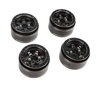 POENVFPO 4 Pièces de Roues RC Beadlock, Matériau en Laiton, Finition Noire élégante, Taille de 1.9 Pouces, Parfaites pour Les Mises à Niveau de Voitures RC 1/10 et Les Courses Hors Route