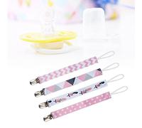 POENVFPO 4 Pièces Sangle de Sucette pour Bébé Clamp/Holder en Coton Chaîne Sucette Porte-Mamelon pour Enfant en Bas Âge, Couleurs Neutres pour une Fixation Facile, Reste en Place (6)