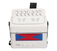 POENVFPO 7 Clés Contrôle L'accordéon, 2 Bass Débutants Bouton Accordion Instrument de Musique éducatif pour la Pratique de la Performance de la Scène (WHITE)