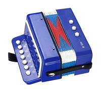 POENVFPO Accordéon Musical pour Enfants, Instrument éducatif Bleu à 7 Touches, Matériau ABS, Conception Portable avec Boutons de Basse pour Enfants de 3 Ans et Plus