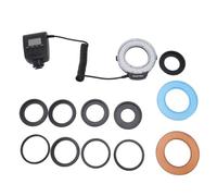 POENVFPO Anneau Flash, 48 LED, écran LCD avec 7 Niveaux de luminosité et 4 Modes Flash, 2 Diffuseurs et 9 Anneaux Adaptateurs pour Appareils Photo Reflex Numériques