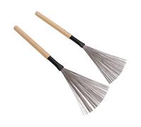 POENVFPO Brosse à Tambour en Fil D'acier, Manche en Bois D'érable pour | Pointe en Fil D'acier pour un Son Net, Poignée en Bois D'érable, Taille de Voyage Légère, Compatible avec le Kit de Batterie