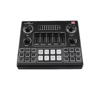 POENVFPO Carte Son V9 Live, Mélangeur à Double Microphone avec Effets Sonores, Réduction du Bruit DSP, Streaming en Temps Réel Compatible avec les Téléphones et les Ordinateurs, Portable alimenté