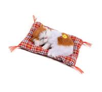 POENVFPO Chaton Réaliste avec Son, Un Jouet en Peluche de Chat de Simulation sur Un Tapis de Coussin pour la Décoration de Bureau à Domicile, (Cat de Sieste en Bloc Jaune)