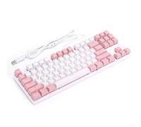 POENVFPO Clavier de Jeu Mécanique Vitrosa 87 Light Mixte, Opération Confortable, pour Les Ordinateurs de Bureau et Les Ordinateurs Portables Généraux (Blanc Rose)
