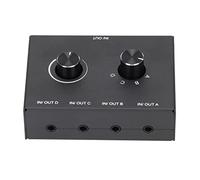 POENVFPO Commutateur Audio 4 Voies, Boîtier de Sélection Stéréo 3,5 Mm avec Une Touche Muette pour écouteurs, Haut-parleurs, PC, Ordinateur Portable, Téléphone