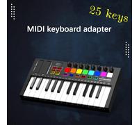 POENVFPO Contrôleur de Clavier USB MIDI 25 Touches avec écran OLED, connectivité BT, Pads Rétroéclairés RVB, Boutons Personnalisables pour Musiciens, DJ, Producteurs
