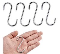 POENVFPO Crochet en S Robuste en Acier Inoxydable, 4 Pièces, pour Suspendre des Vêtements, Ustensiles de Cuisine, Accessoires de Jardin, 2,8 Pouces