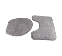 POENVFPO Ensemble de 3 Tapis de Salle de Bain, Doux et Confortables, Absorbants, pour Usage Domestique, en Fiber de Polyester, 50x80cm, en Forme de U et Couvercle de Toilette (Grey)