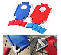 POENVFPO Ensemble de Jeu Cornhole, Tissu Oxford 300D Portable, Planche de Cornhole Pliable pour Enfants et Adultes, Jeux de Pelouse en Plein Air 18,2x11,8x10,3 Pouces (Ensemble)