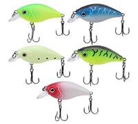 POENVFPO Ensemble de Leurres de Pêche 5 Pièces, Kit D'appâts Artificiels Colorés pour Petits Poissons Gras avec Yeux 3D et Bille en Acier Intégrée, pour la Pêche en Eau Douce et en Eau