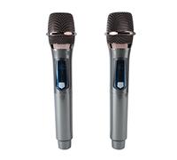 POENVFPO Ensemble de Microphones sans Fil Dynamiques, Lot de 2 Microphones sans Fil HiFi UHF pour Chanter et Parler à Usage Domestique