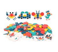 POENVFPO Ensemble de Puzzle en Forme de Bois, Jouet éducatif Montessori avec 180 Blocs de Bois Naturel pour la Construction Créative et l'apprentissage pour Les Enfants de 3 Ans et Plus (Colorful)
