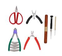 POENVFPO Ensemble D'outils de Cordage de Raquette de Badminton, Pince à Bec courbé, Pince Diagonale, Crochet D'enfilage, Pince de Démarrage, Ciseaux, pour Raquettes de Badminton et de