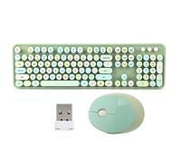 POENVFPO Ensemble Souris et Clavier sans Fil 104 Touches, Style Machine à écrire Rétro, avec pavé Numérique et Boutons Multimédia, pour Ordinateur Domestique et de Travail (Couleurs mélangées Vertes)