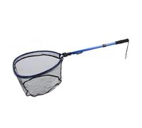 POENVFPO Épuisette de Pêche en Silicone Haute densité, Manche Pliable, Longueur Ajustable, Conception en 2 Sections, en Alliage D'aluminium et Caoutchouc de qualité Supérieure, pour la (Blue)