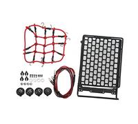 POENVFPO Galerie de Toit de Voiture RC avec Lumières LED, Bagages de Galerie de Toit RC Portables pour Voitures Télécommandées Universelles 1/10 1/12 /14 (Lampe ronde)