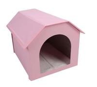 POENVFPO Grande Maison pour Animaux de Compagnie Intérieure et Extérieure, Maison pour Chat étanche pour Animaux de Petite et Moyenne Taille avec Matelas Double Face, Niche Portable (Pink)