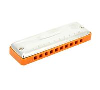 POENVFPO Harmonica Blues 10 Trous avec Couvercle en Acier Inoxydable, Corps en Résine Transparente, Instrument de Musique Professionnel et Débutant (ORANGE)