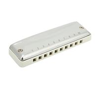 POENVFPO Harmonica Blues 10 Trous avec Couvercle en Acier Inoxydable, Corps en Résine Transparente, Instrument de Musique Professionnel et Débutant (WHITE)