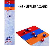 POENVFPO Jeu de Curling de Table 3 en 1, Jeu de Palets de Bowling à Surface Lisse, Familial Amusant pour Enfants et Adultes (Couleur Assortie)