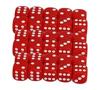 POENVFPO Jeu de Dés 30 Pièces, Dés de Jeu en Plastique à Points Blancs à Coins Ronds Standard à 6 Côtés, de Petite Taille et Légers, pour Les Jeux de société, l'enseignement des (Rouge)