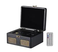 POENVFPO Lecteur CD Rétro, Lecteur CD Portable avec Haut-parleurs Intégrés, Diffusion de Musique sans Fil Rechargeable 2000 MAh pour la Maison (Black)