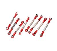 POENVFPO Liaison de Direction Réglable en Métal 8 Pièces, Tige de Traction de Liaison Servo en Alliage D'aluminium pour WPL C14 C24 B14 MN D90 D91, avec Aspect texturé amélioré (Rouge)