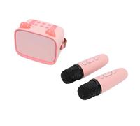 POENVFPO Machine de karaoké pour Enfants, Haut-Parleur Portable avec Lumières LED, 2 Micros, adapté aux Filles et aux Garçons, Parfait pour l'éducation Précoce et Le Plaisir en Plein Air (Pink)