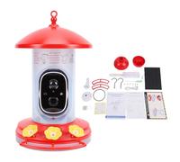 POENVFPO Mangeoire à Oiseaux Intelligente avec Caméra à énergie Solaire, Vue Grand Angle 2MP HD 135°, Résolution 1080P, Vidéo en Temps Réel, Conversation Bidirectionnelle, avec Détection