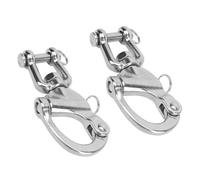 POENVFPO Manille à Pression Manille Pivotante en Acier Inoxydable 316 2 Pièces Oeil Rotatif électropoli à Ressort Opération à Une Main pour Gréement de Voilier d'ancre de Remorquage (128mm)