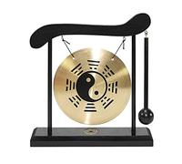 POENVFPO Mini Gong de Bureau avec Construction en Cuivre Pur et Base en | Coulé Selon la Méthode Traditionnelle, Antirouille, Facile à Nettoyer, Maillet Inclus, pour la Décoration Intérieure ou la