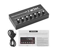 POENVFPO Mixeur Audio 6 Canaux, Console de Mixage Stéréo avec Alimentation USB Type-C, Entrée Sortie Mono 6,35mm et Double,5mm pour Guitare Basse Clavier