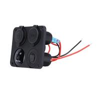 POENVFPO Panneau de Prise de Chargeur ABS, Panneau de Prise de Sortie USB DC 12 V à 24 V avec Double Voltmètre LED USB 4,2 A, Interrupteur de Allume-Cigare pour Voiture, Bateau, Camping-Car, Camion