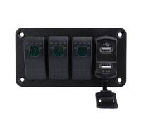 POENVFPO Panneau en Aluminium d'Interrupteur à Bascule à 3 Gangs 12 V 24 V, Panneau de Commande à Interrupteur à Bascule à 3 Gangs avec Double Voltmètre USB 4,8 A, pré-câblé ON OFF pour Bateau,