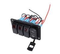 POENVFPO Panneau en Aluminium d'Interrupteur à Bascule à 3 Gangs 12 V 24 V, Panneau de Commande à Interrupteur à Bascule à 3 Gangs avec Double Voltmètre USB 4,8 A, pré-câblé ON OFF pour Bateau,