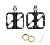 POENVFPO Pédales de Vélo Universelles, Broches Antidérapantes Légères à Triple Roulement avec Broche en Acier au Chrome-molybdène et 10 Broches de Traction, pour Les Vélos de Tourisme sur (Black)