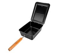 POENVFPO Plateau de Grill à Pop-corn, Machine à Pop-corn en Fer avec Longue Poignée en Bois et Revêtement Antiadhésif, pour le Camping en Plein Air et à la Maison