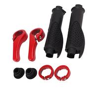 POENVFPO Poignées de Guidon de Vélo, Poignée en Corne en Caoutchouc, Conception Ergonomique Antidérapante, de Vélo de Montagne Confortables pour une Conduite en Toute sécurité (rouge)