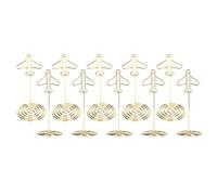 POENVFPO Porte-Photo en Métal, Support en Fil de Fer doré avec Base Ronde pour Numéros de Table, Notes et Cartes de Visite, Organisateur de Bureau élégant pour Décoration de Bureau et de Mariage