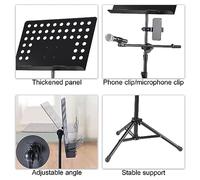POENVFPO Pupitre en Métal 3 en 1, Réglable en Hauteur de 27,56 à 66,93 Pouces, Trépied Portable avec Support de Microphone Amovible, Support de Téléphone pour Piano, Violon, Partition de Guitare