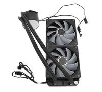 POENVFPO Refroidisseur D'eau CPU 240 Mm Double Ventilateur 120 Mm PWM Synchronisation Réglable pour AM4 AM3 + AM3 FM2 + FM2 AM5-éclairage ARGB Lumineux (BLACK)