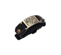 POENVFPO Sangle de Sourdine pour Guitare, Amortisseur de Basse en Cuir PU avec Anneaux Métalliques, Réduction du Bruit Anti-hurlement, pour Guitare Classique Acoustique électrique 6 7 (Lion Noir)