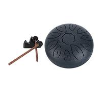POENVFPO Tambour à Langue en Acier de 6 Pouces, Instrument de Percussion à Main éthérée en Acier au Carbone avec Sac à Cordon, Support de, Autocollants Sonores, Livre de Musique, pour la