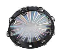 POENVFPO Tambourine Radiante, Tambour à Main Double Rangée de Conception Esthétique, Son Clair, pour Danser, Chanter, Fêtes, KTV (10 pouces)