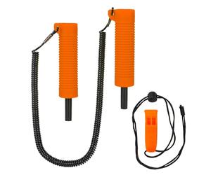POENVFPO Tarière à Glace, Perceuse à Glace Rétractable avec Corde de sécurité Extensible, Sifflet et Clous à pour la Pêche sur, Le Patinage et Les Activités Hivernales (Orange)