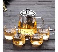 POENVFPO Théière en Verre avec Filtre en Acier Inoxydable, 450ml, Durable, pour les Amateurs de thé en Feuilles Mobiles, pour le Bureau et la Maison (Comme montré)