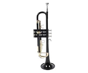POENVFPO Trompette Bb pour Débutants, Instrument en Laiton Ni Noir avec | Construction en Laiton Ni, Doubles Valves étanches, Troisième Verrouillage Coulissant Réglable, Touches Confortables pour