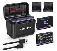 POEOSAS Lot de 2 batteries X5 360 X5 pour insta360 x5 2850 mAh X5 avec chargeur rapide de type C compatible avec les batteries de caméra d'action Insta360 X5 et le chargeur